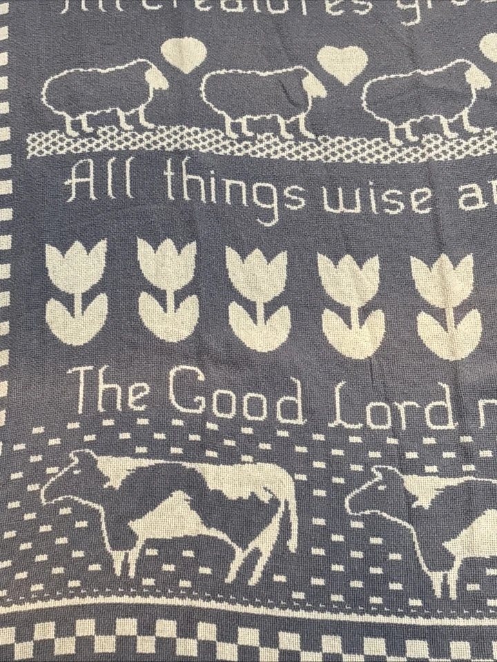 Tiro de tapiz "Todas las cosas brillantes" 60”x48” manta flecos azul blanco Foto 3 de 4