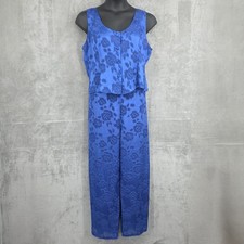 Victorias Secret Gold Label VTG 2 Piece Pajama Set XL Blue Floral Jacquard 90s