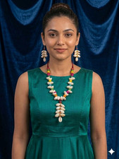 Handmade Cowrie Shell Jewelry Set Colorful Wooden Beads Necklace Earrings Festiv