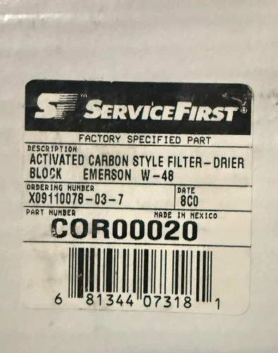 NEW SERVICEFIRST COR00020 Standard Capacity Carbon Filter-Drier Block