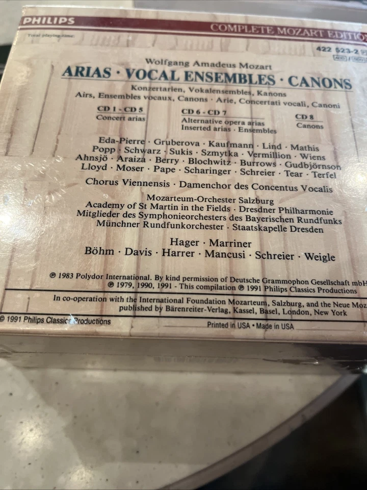 Complete Mozart Edition #23 Arias Vocal Ensembles Canons 8 CD Set Philips New - Image 3 of 4