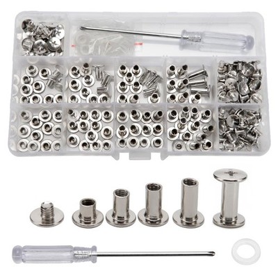 Chicago Bindeschrauben Set 100tlg, Metall Schrauben für Leder Buchbindung,