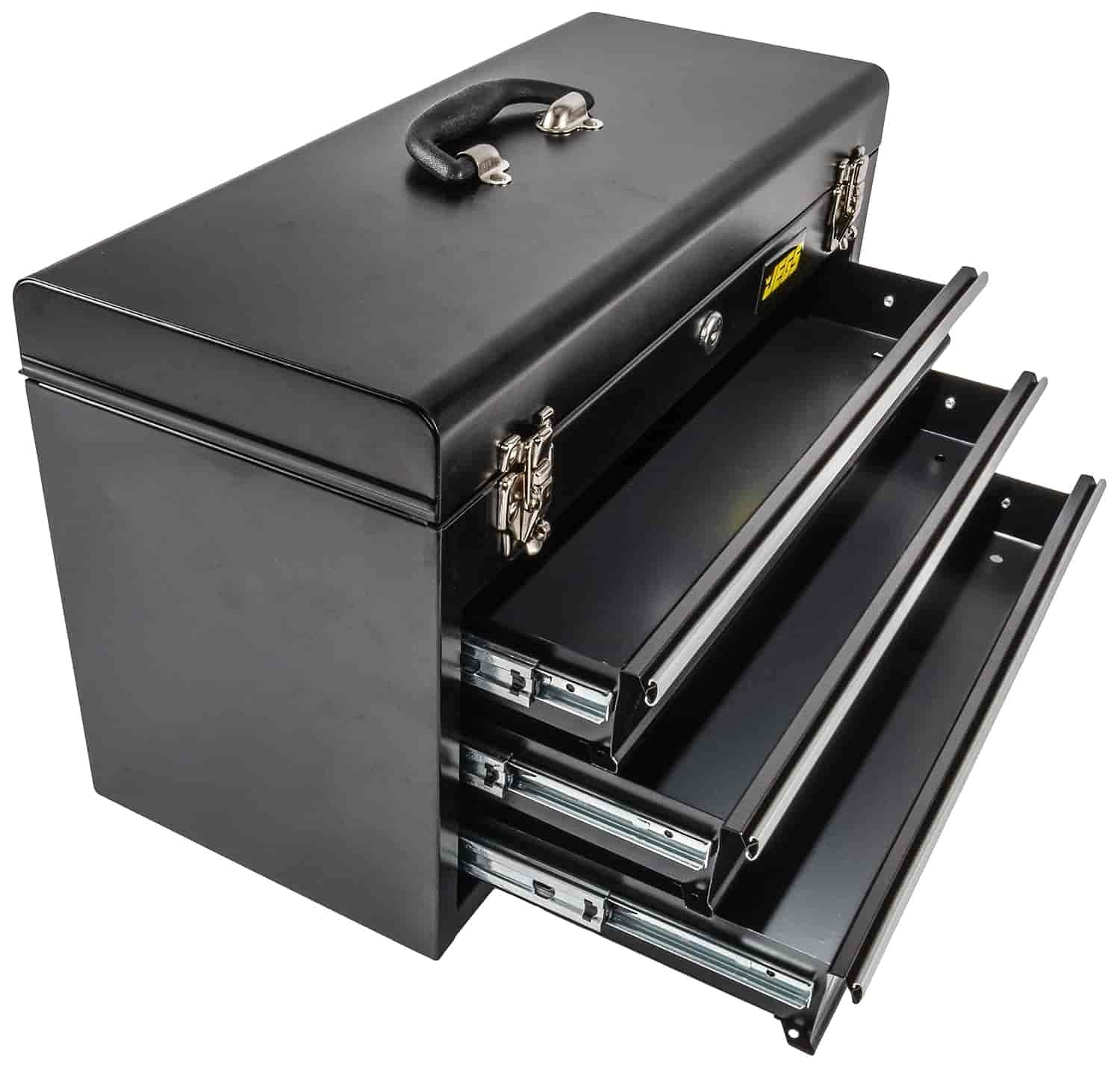 JEGS 81400 Black 3 Drawer Professional Tool Box for Garage, Truck, or Trailer