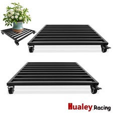 Set of 2 Heavy Duty 20" Square Black Metal Rolling Plant Dolly Caddy