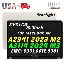 OEM 15" for Apple Macbook Air A2941 Retina EMC8301 LCD Screen Assembly Starlight