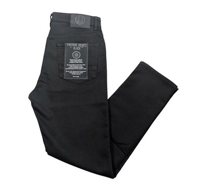 VGB Vintage Genes Black Slim Fit Black French Terry Denim Jeans Mens 32x32 NWT 