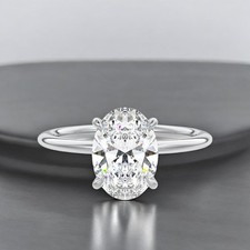 14k White Gold Wedding Diamond Ring Lab Grown Oval 2 Carat IGI E F  VVS2