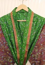 Pure Silk Green Red kimono Long Robe Gown Girl's Woman Silk Kimono KMO5503