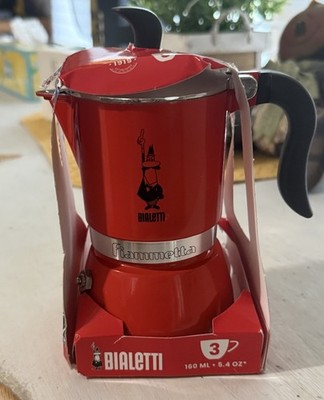 New Bialetti Fiammetta Red 3-Cup Espresso Maker | Italian Stovetop Coffee Pot