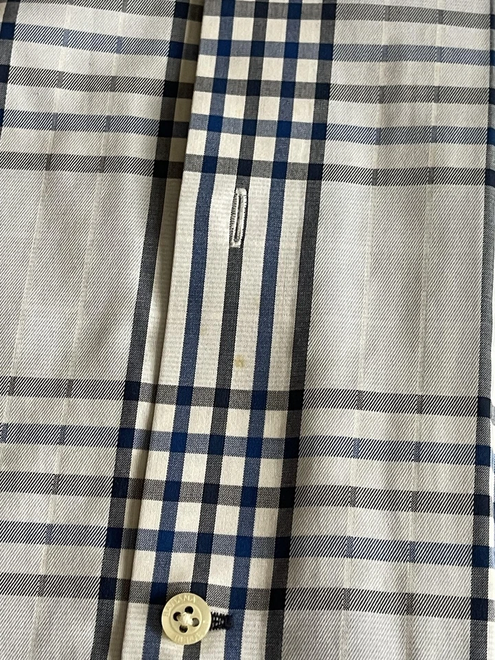 Banana Republic Shirt Mens Large Blue White Plaid Non-Iron Slim Fit Button Down - Image 4 of 4