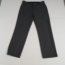 IZOD Men's Pants 34/32 Gray Polyester Flat Front Dress Chinos