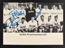 Signatur Mannschaftsfoto SABA-Prominenten-Elf - Fritz Walter, Turek, Matthews...
