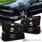 Fits 03-07 Chevy Silverado Avalanche Pickup Smoke Headlights+Parking Bumper Lamp