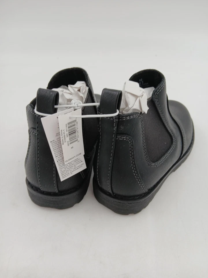 Old Navy Shoes Toddler Size 10 Black Faux Leather Chelsea Boots Slip On Uni Sex - Image 2 of 4
