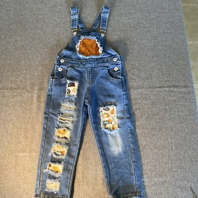 Fall/Autumn Themed Denim Bib Overall Sz 5 Unisex Adorable!
