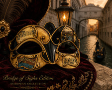 Bridge of Sighs Venetian Masquerade Mask Gold European Collection Venice F/S