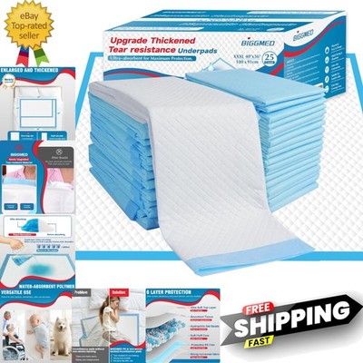 Tear-Resistant Incontinence Bed Pads 40'' x 36'' 130 Gram Heavy Duty 25 Count...