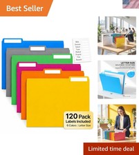 Colored File Folders 120 Pack, Letter Size 8.5 x 11 Manila Folders with 1/3 C...