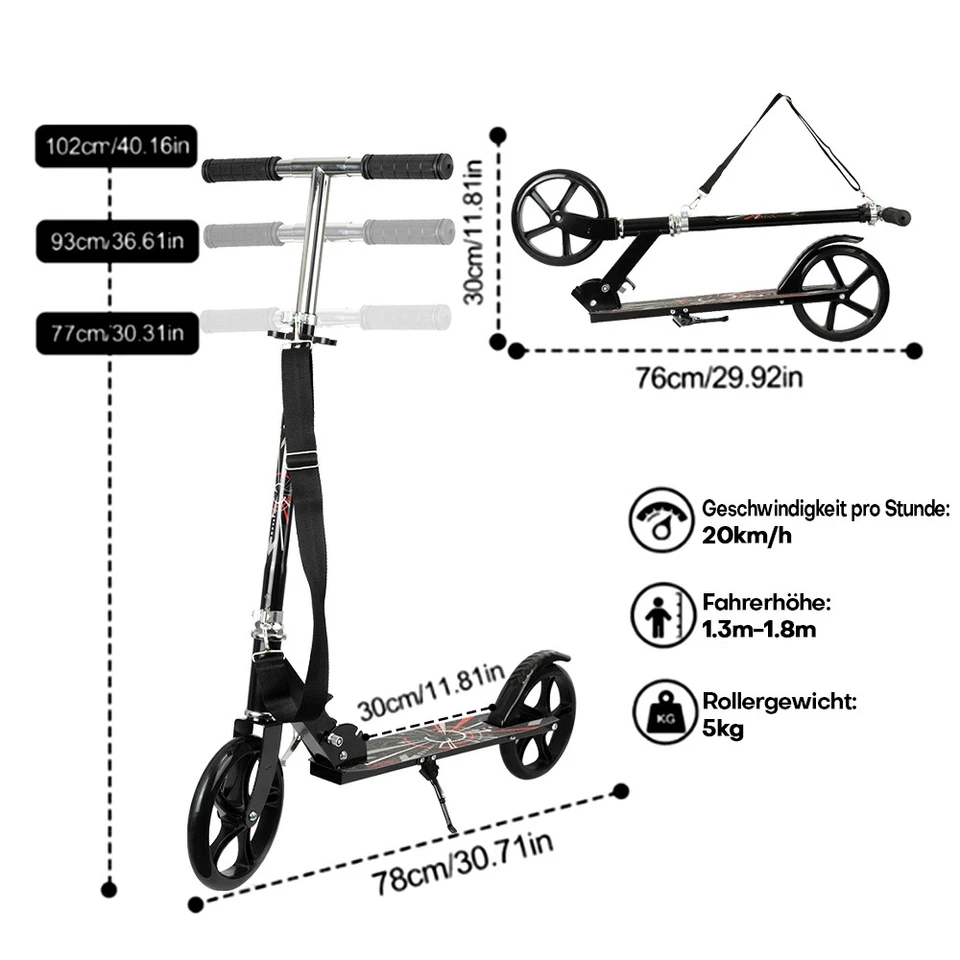 Monopattino per Bambini Cityroller Pieghevole Scooter Adulti Kickroll Monopattino - Immagine 3 di 4