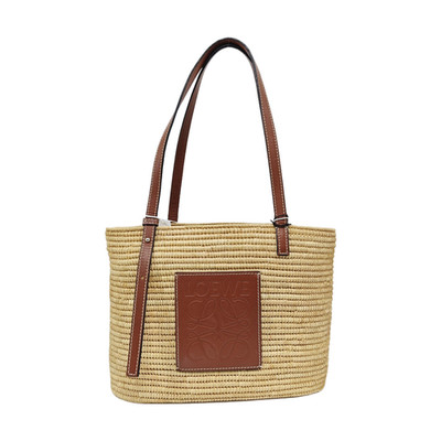 Loewe Basket Small Beige Woven Tote Bag With Silver Unisex #WDE2