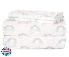 Heritage Kids 4 Piece Sheet Set Full Rainbow Print, Includes Fi