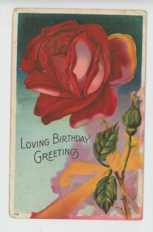  Mr Fancy Cancel Embossed Loving Birthday Greetings 1909 Postcard #2525