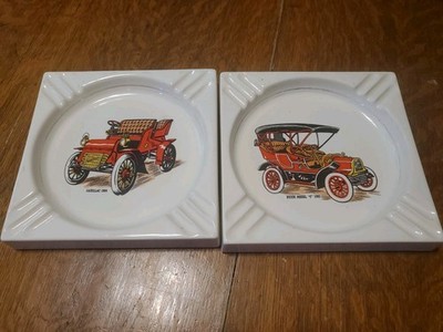 Vintage Car Ashtrays Set Of 2