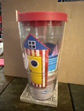 Tervis Tumbler Beach House Cabanas Tropical 24oz & Lid Made In USA