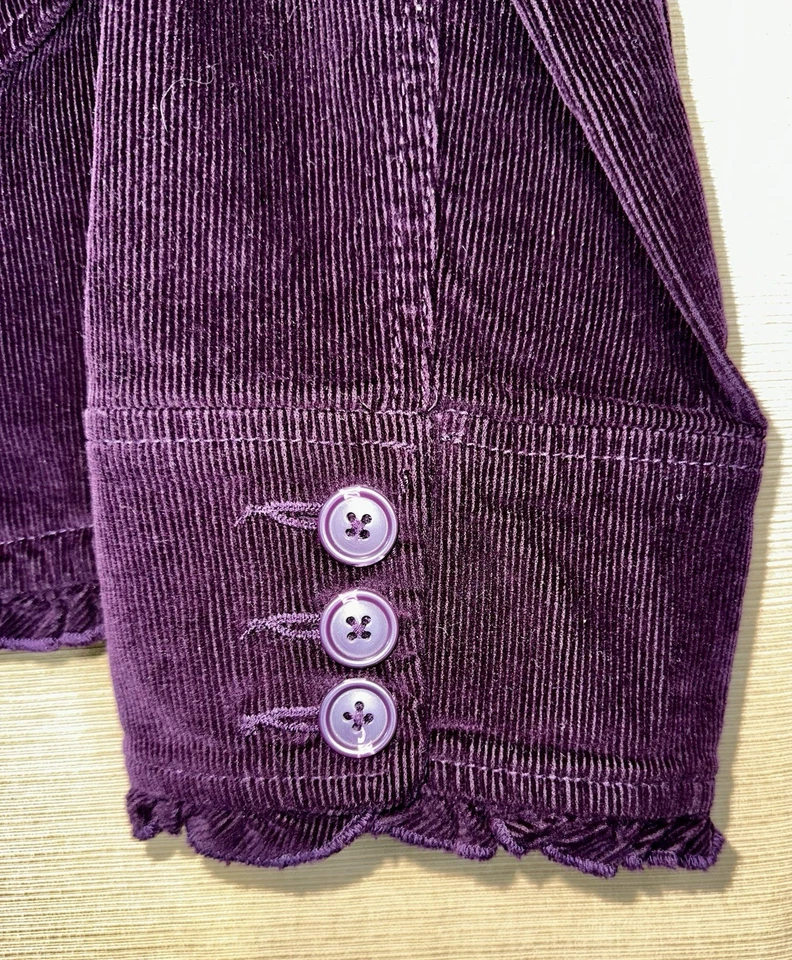 Conjunto de traje de pana de 2 piezas St Johns Bay chaqueta L pantalones 12 púrpura spandex adelgazante Foto 4 de 4