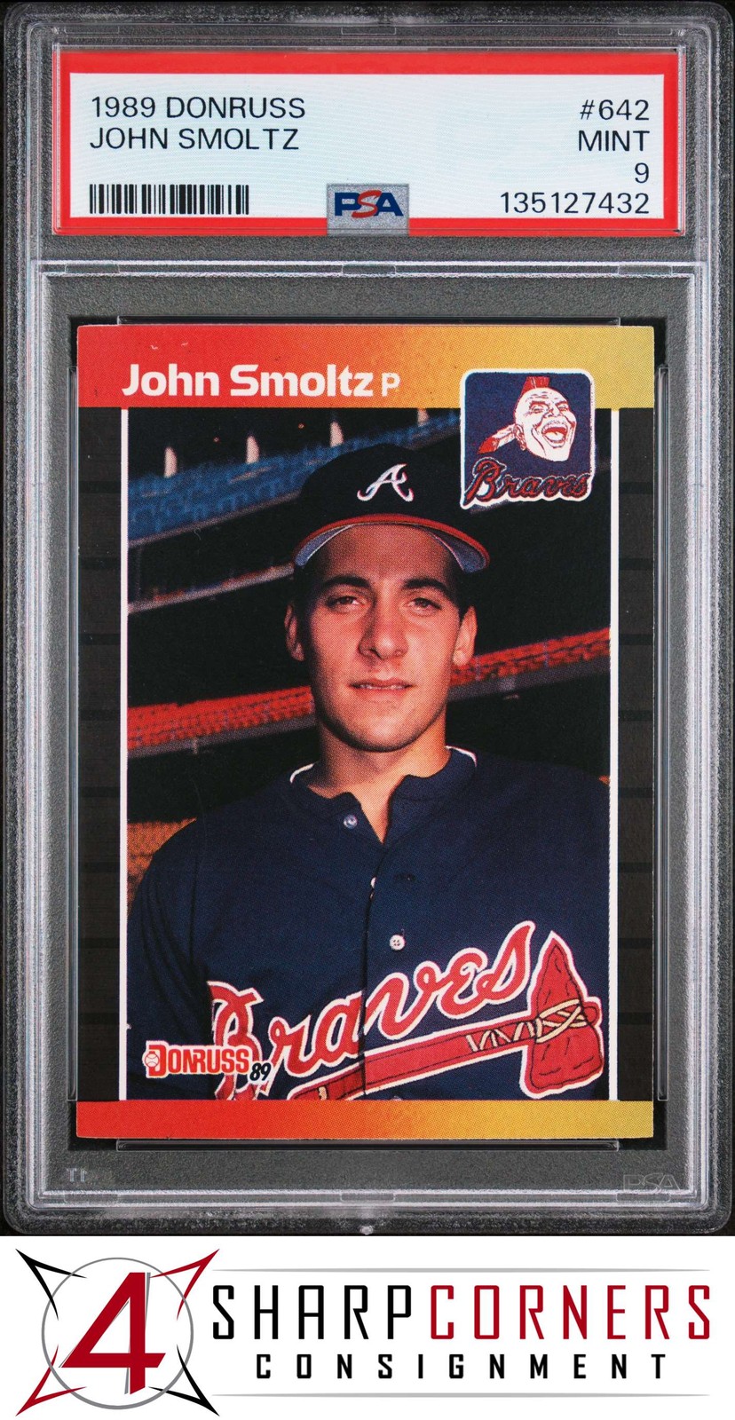 1989 DONRUSS #642 JOHN SMOLTZ RC BRAVES HOF PSA 9