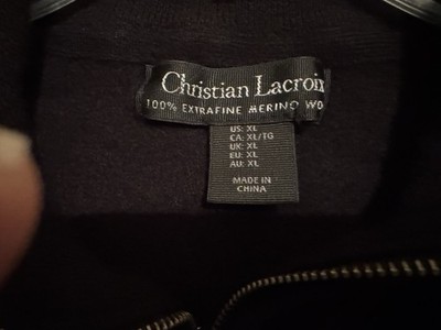 Christian Lacroix Youth XL Black 100% Extra Fine Merino Wool 1/4