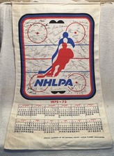 1972-73 Wall Calendar With NHL Players’ Printed Signatures 17X27 NHLPA Cloth