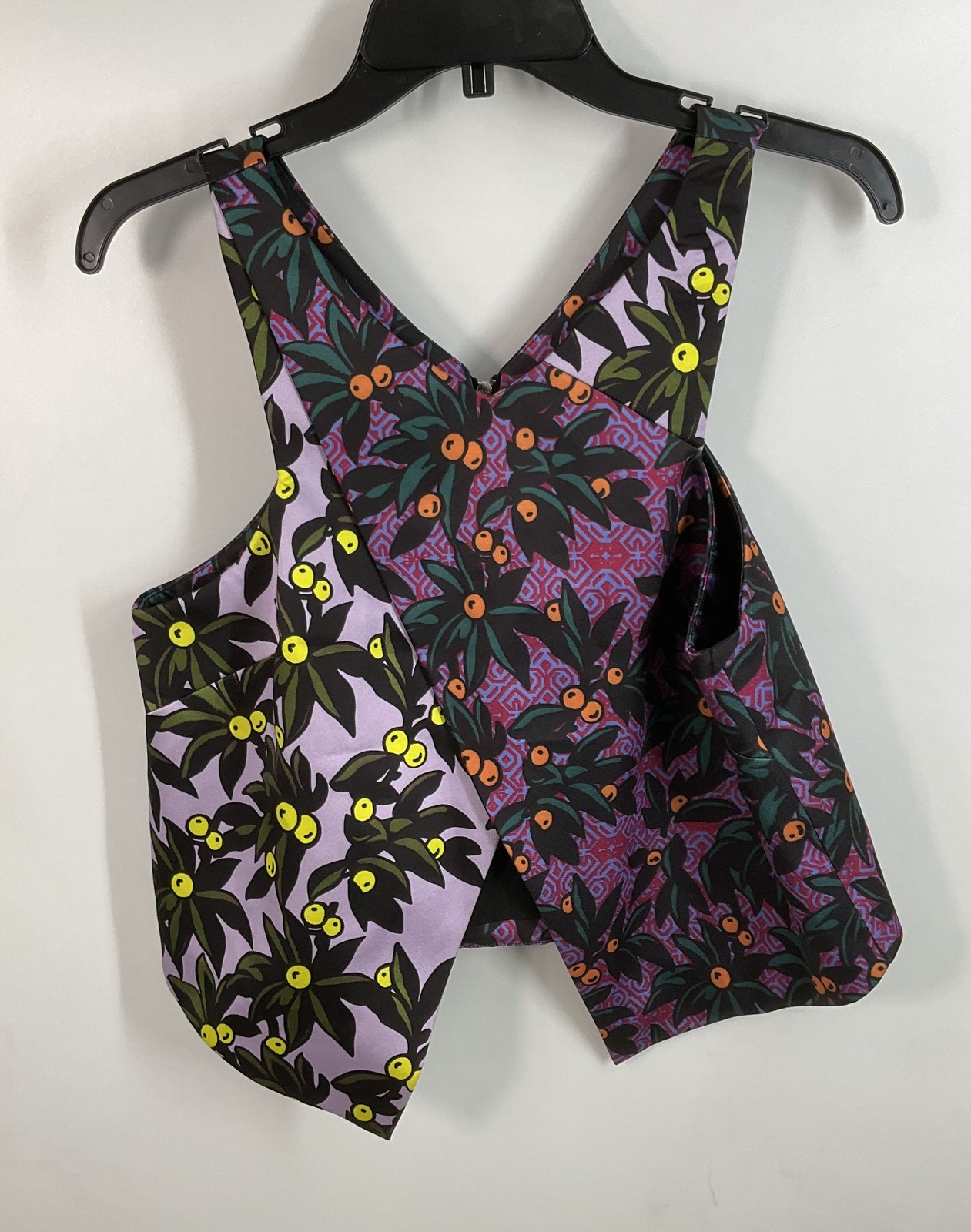 Topshop Multicolor Fruit Pattern V-Neck Layered F… - image 1