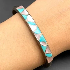 Vintage Zuni Sibert Juanita Kallestewa Sterling Silver Bracelet Small 6-1/8"