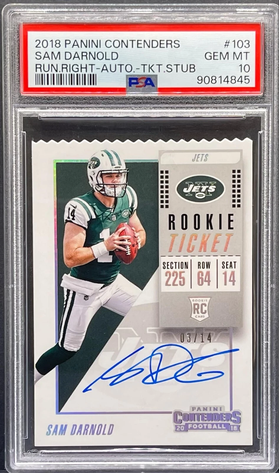 Sam Darnold Panini Contenders #103 Variation-Autograph-Ticket Stub