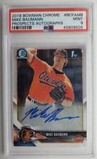 2018 Bowman Chrome Prospects MIKE BAUMANN  Prospects Autograph PSA 9 Mint Auto