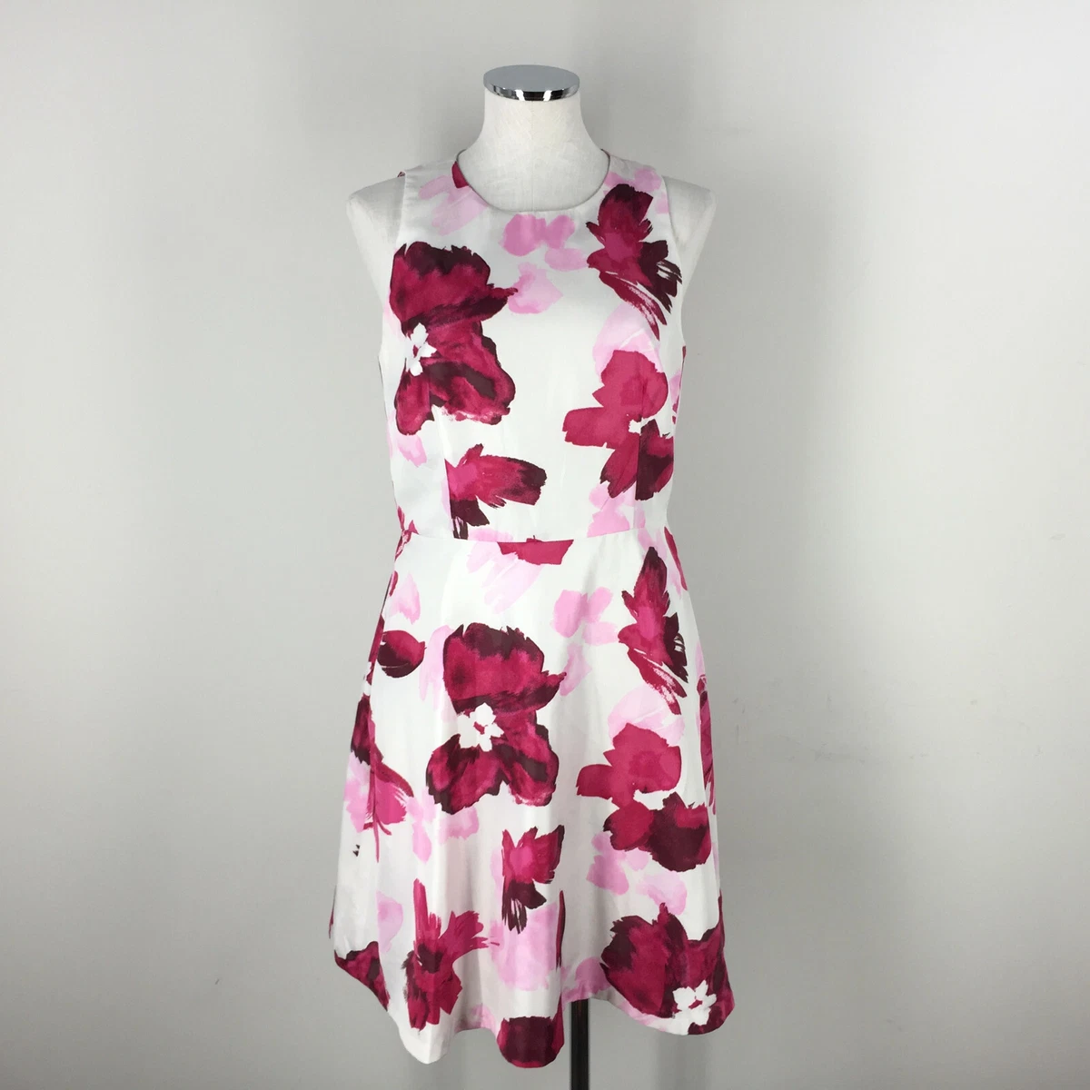 Anthropologie Donna Morgan M 8 Hot Pink Floral White Flare dress