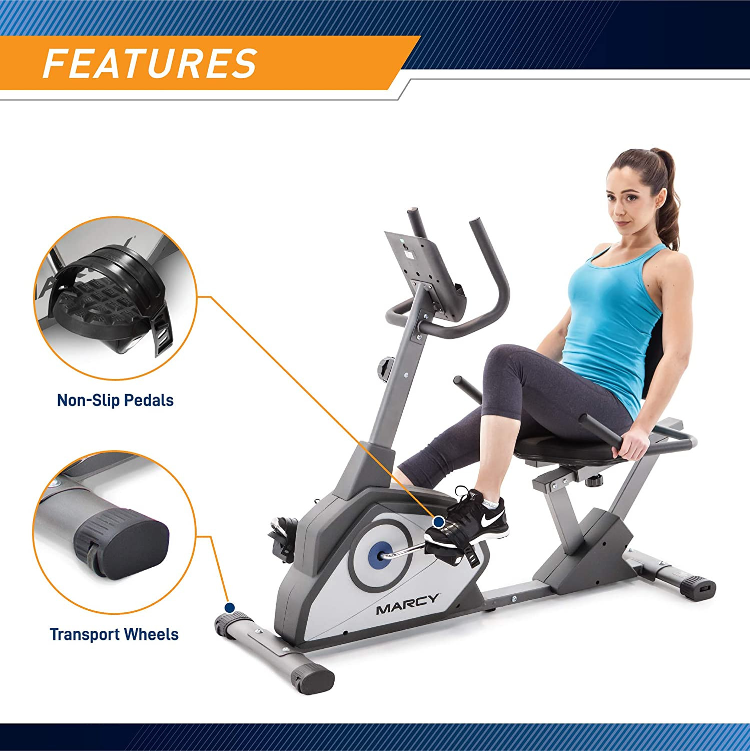 Heavy Duty Magnetic Recumbent Indoor Stationary Exercise Bike Home Workout