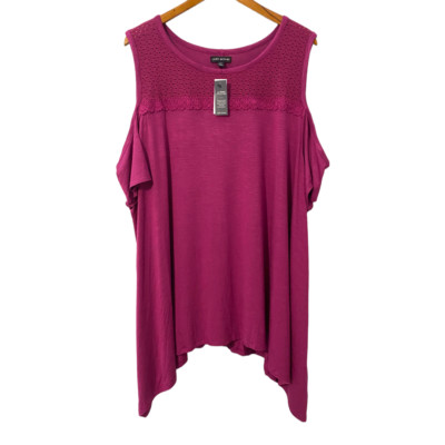 Lane Bryant Swing Collection maroon cold shoulder blouse size 26 28