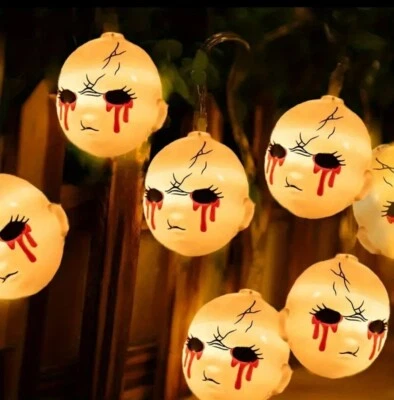 Halloween Horror Zombie Face LED String Lights Creepy Room Party Decor - Photo 1/4