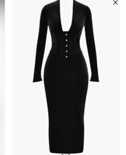 New House Of CB Arabella Corset Dress Sz S Black