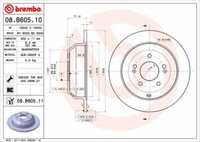 2X Brembo 08.B605.11 Bremsscheibe Hinten FüR Hyundai Kia