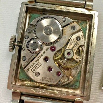 Vintage 14k White Gold Gotham Deluxe Watch with Diamonds, 17j