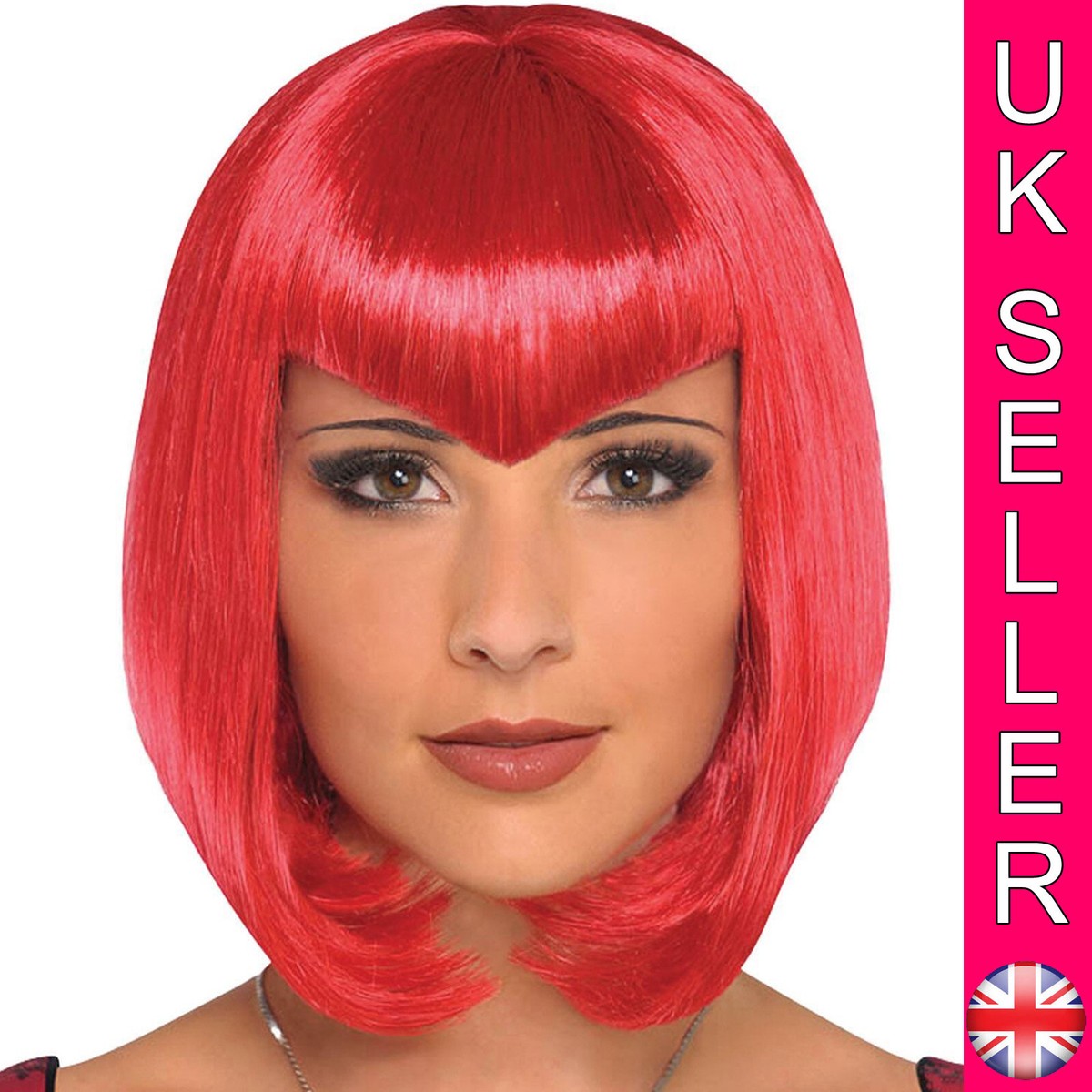 Vampire Vamp Sultry Red Wig Pointy Triangle Fringe Bangs Sexy