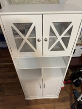Kitchen Larder Cupboard Storage Pantry white Freestanding Utility Cabinet 145cm