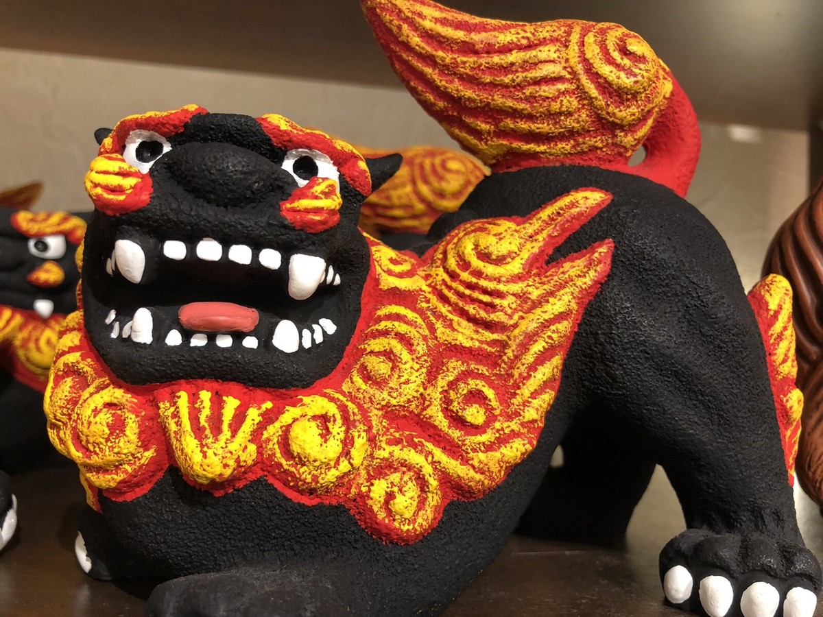 Shisa Okinawa Lion Figurine Dog Foo Guardian Set Pottery Japanese