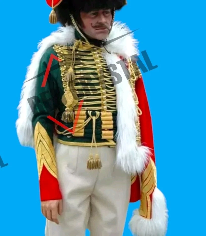 BURBERRY Giacca ussaro lana verde uniforme guerra napoleonica ufficiale cacciatore cavalli francese nuova