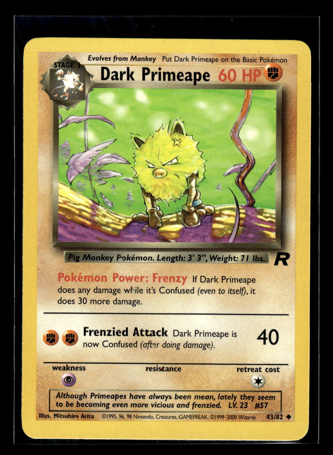 2000 Pokemon Team Rocket #43/82 Dark Primeape NM-Mint+