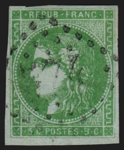 n°42B, Cérès Bordeaux, 5c vert-jaune, oblitéré - TB - Afbeelding 1 van 2