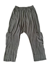 GRADE & GATHER Olive Green Cargo Deep Pockets  Wide Leg High Waist Pants NEW